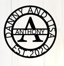 Load image into Gallery viewer, Personalized Family Name Metal Sign - Housewarming Gift - Door Hanger - Wedding Gift - Metal Monogram Sign