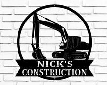 Load image into Gallery viewer, custom metal excavator sign -pipe liners - little boys room - construction decor - metal excavator - man cave decor - psl- metal sign