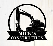 Load image into Gallery viewer, custom metal excavator sign -pipe liners - little boys room - construction decor - metal excavator - man cave decor - psl- metal sign