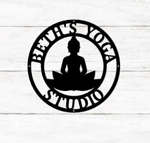 Load image into Gallery viewer, Yoga Studio Decor, Lotus Flower sign, Lotus Wall Art, Metal Wall Décor, Metal Wall Hangings, Home Decoration, Yoga Wall Art