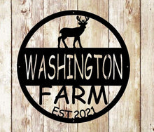 Load image into Gallery viewer, Custom Metal Sign - Hanging deer Sign - Personalized Family Name Sign - Wedding Gift