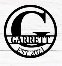 Load image into Gallery viewer, Personalized Family Name Metal Sign, Housewarming Gift, Metal Monogram Sign, Door Hanger, Last Name Sign, Metal Wall Art, Wedding Gift