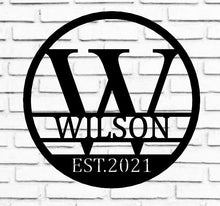 Load image into Gallery viewer, Personalized Family Name Metal Sign, Housewarming Gift, Metal Monogram Sign, Door Hanger, Last Name Sign, Metal Wall Art, Wedding Gift
