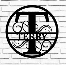 Load image into Gallery viewer, Personalized Family Name Metal Sign, Housewarming Gift, Metal Monogram Sign, Door Hanger, Last Name Sign, Metal Wall Art, Wedding Gift