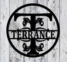 Load image into Gallery viewer, Personalized Family Name Metal Sign, Housewarming Gift, Metal Monogram Sign, Door Hanger, Last Name Sign, Metal Wall Art, Wedding Gift