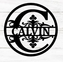 Load image into Gallery viewer, Personalized Family Name Metal Sign, Housewarming Gift, Metal Monogram Sign, Door Hanger, Last Name Sign, Metal Wall Art, Wedding Gift