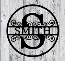 Load image into Gallery viewer, Personalized Family Name Metal Sign, Housewarming Gift, Metal Monogram Sign, Door Hanger, Last Name Sign, Metal Wall Art, Wedding Gift