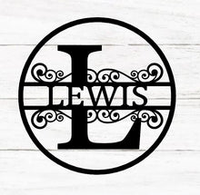 Load image into Gallery viewer, Personalized Family Name Metal Sign, Housewarming Gift, Metal Monogram Sign, Door Hanger, Last Name Sign, Metal Wall Art, Wedding Gift