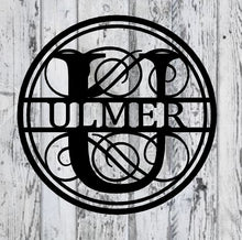 Load image into Gallery viewer, Personalized Family Name Metal Sign, Housewarming Gift, Metal Monogram Sign, Door Hanger, Last Name Sign, Metal Wall Art, Wedding Gift