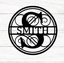 Load image into Gallery viewer, Personalized Family Name Metal Sign, Housewarming Gift, Metal Monogram Sign, Door Hanger, Last Name Sign, Metal Wall Art, Wedding Gift