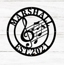 Load image into Gallery viewer, Personalized Music Established Last Name Family Sign | Mother's Day Gift Metal Music Wall Art, Music Gift