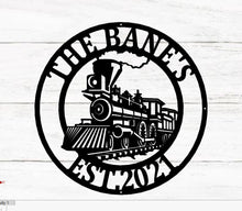 Load image into Gallery viewer, Train Metal Sign - Metal Wall Decor, Custom Metal Name Sign, Custom Train Sign,Railroad Sign, Railway Sign, Train Room, Train Decor