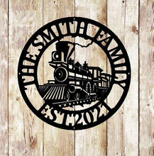 Load image into Gallery viewer, Train Metal Sign - Metal Wall Decor, Custom Metal Name Sign, Custom Train Sign,Railroad Sign, Railway Sign, Train Room, Train Decor