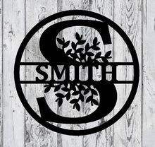 Load image into Gallery viewer, Personalized Family Name Metal Sign, Housewarming Gift, Metal Monogram Sign, Door Hanger, Last Name Sign, Metal Wall Art, Wedding Gift