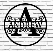 Load image into Gallery viewer, Personalized Family Name Metal Sign, Housewarming Gift, Metal Monogram Sign, Door Hanger, Last Name Sign, Metal Wall Art, Wedding Gift
