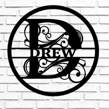 Load image into Gallery viewer, Personalized Family Name Metal Sign, Housewarming Gift, Metal Monogram Sign, Door Hanger, Last Name Sign, Metal Wall Art, Wedding Gift