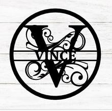 Load image into Gallery viewer, Personalized Family Name Metal Sign, Housewarming Gift, Metal Monogram Sign, Door Hanger, Last Name Sign, Metal Wall Art, Wedding Gift