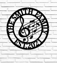 Load image into Gallery viewer, Personalized Music Established Last Name Family Sign | Mother's Day Gift Metal Music Wall Art, Music Gift