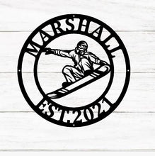 Load image into Gallery viewer, Snowboard Wall Art, Metal Wall Decor, Metal Wall Art, Ski decor, Snowboarding Decor, Housewarming Gift, Gifts for Snowboarder, Office