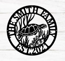 Load image into Gallery viewer, Metal sea turtle, Metal wall art, Metal wall decor, metal turtle, Metal sea life, Under the sea, Turtle decor, ocean decor, Beach decor, art