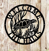 Load image into Gallery viewer, Metal sea turtle, Metal wall art, Metal wall decor, metal turtle, Metal sea life, Under the sea, Turtle decor, ocean decor, Beach decor, art