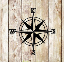 Load image into Gallery viewer, Compass Rose Metal Sign - Nautical Address Wall Art - Coordinates Wall Decor