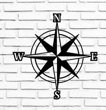 Load image into Gallery viewer, Compass Rose Metal Sign - Nautical Address Wall Art - Coordinates Wall Decor