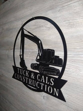 Load image into Gallery viewer, custom metal excavator sign -pipe liners - little boys room - construction decor - metal excavator - man cave decor - psl- metal sign