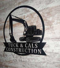 Load image into Gallery viewer, custom metal excavator sign -pipe liners - little boys room - construction decor - metal excavator - man cave decor - psl- metal sign
