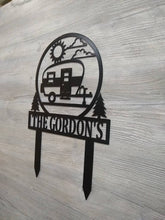 Load image into Gallery viewer, Happy Campers Yard sign, Camping Sign, Camper Decor, RV Decor, Family Name Sign
