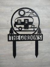 Load image into Gallery viewer, Happy Campers Yard sign, Camping Sign, Camper Decor, RV Decor, Family Name Sign