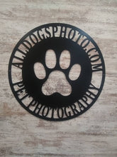 Load image into Gallery viewer, Metal Sign Front Door Monogram, Paw Print Custom Outdoor Metal Sign for House Decor Address Sign Family Sign for Front Door Dog Cat