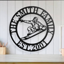 Load image into Gallery viewer, Snowboard Wall Art, Metal Wall Decor, Metal Wall Art, Ski decor, Snowboarding Decor, Housewarming Gift, Gifts for Snowboarder, Office