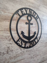 Load image into Gallery viewer, Anchor Sign - Nautical Decor - Beach Decor - Nautical Sign - Anchor Family Name - Wall Decor - Custom Wedding Gift - Metal Wall Art - Lake