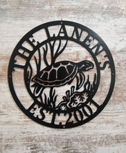 Load image into Gallery viewer, Metal sea turtle, Metal wall art, Metal wall decor, metal turtle, Metal sea life, Under the sea, Turtle decor, ocean decor, Beach decor, art