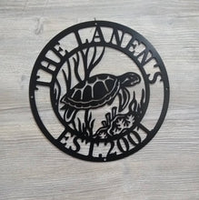 Load image into Gallery viewer, Metal sea turtle, Metal wall art, Metal wall decor, metal turtle, Metal sea life, Under the sea, Turtle decor, ocean decor, Beach decor, art