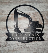 Load image into Gallery viewer, custom metal excavator sign -pipe liners - little boys room - construction decor - metal excavator - man cave decor - psl- metal sign