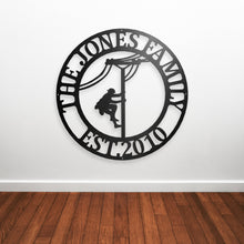 Load image into Gallery viewer, Line man metal gift, Lineman Last Name Metal Sign, Personalized Lineman, Door Hanger, retirement lineman, gift for him, Journeyman