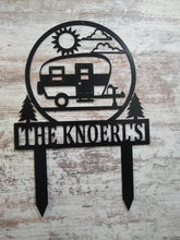 Load image into Gallery viewer, Happy Campers Yard sign, Camping Sign, Camper Decor, RV Decor, Family Name Sign