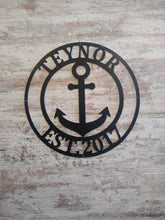 Load image into Gallery viewer, Anchor Sign - Nautical Decor - Beach Decor - Nautical Sign - Anchor Family Name - Wall Decor - Custom Wedding Gift - Metal Wall Art - Lake