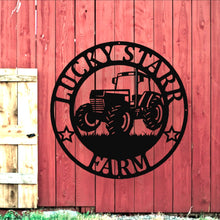Load image into Gallery viewer, Metal Tractor Sign , Monogram, Farm Sign, Metal Name Sign, Door Hanger, Housewarming Gift, Wedding Monogram, Anniversary, Outdoor