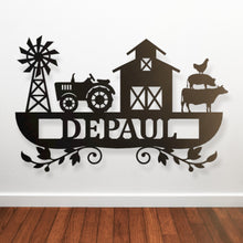 Load image into Gallery viewer, Personalized Farm Sign Metal Farmhouse Sign Metal Farmhouse Decor Custom Farm Sign Tractor Wall Decor Metal Family Name Sign Farmer Gift