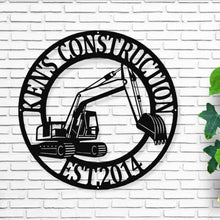 Load image into Gallery viewer, custom metal excavator sign -pipe liners - little boys room - construction decor - metal excavator - man cave decor - psl- metal sign