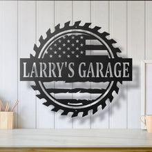Load image into Gallery viewer, Custom American Flag Workshop Sign | Metal Shop Sign | Free Shipping | Dad Shop | Valentines Day | Garage Sign | USA | Freedom, garage