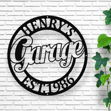 Load image into Gallery viewer, metal garage sign, personalized metal shop sign, tool shed sign, Custom Workshop Sign | Free Shipping | Metal Sign | Gifts | Man Cave