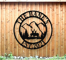 Load image into Gallery viewer, Deer Sign, NEW Deer Antler Decor, Deer Hunter Gift, Deer Camp Sign, Christmas Gift For Him, Deer Name Metal Sign, Fathers Day Gift