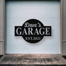 Load image into Gallery viewer, personalized metal shop sign, tool shed sign, Custom Workshop Sign, Personalized Metal Garage Sign / Garage Wall Décor, Metal Wall Décor