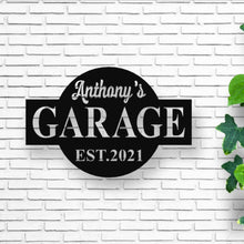 Load image into Gallery viewer, personalized metal shop sign, tool shed sign, Custom Workshop Sign, Personalized Metal Garage Sign / Garage Wall Décor, Metal Wall Décor