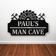 Load image into Gallery viewer, metal garage sign, personalized metal shop sign, tool shed sign, Custom Workshop Sign | Free Shipping | Metal Sign | Gifts | Man Cave