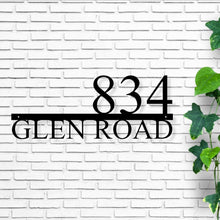 Load image into Gallery viewer, Custom metal address sign, custom street, rustic décor, metal numbers, Metal house numbers, address plaque, address sign, home décor